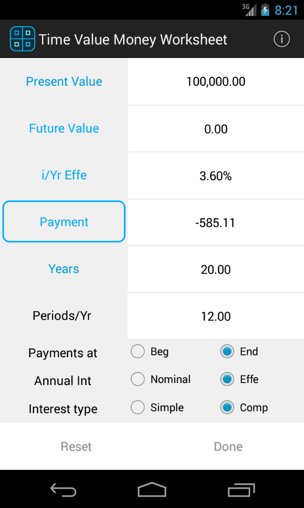 TVM - Time Value Money worksheet