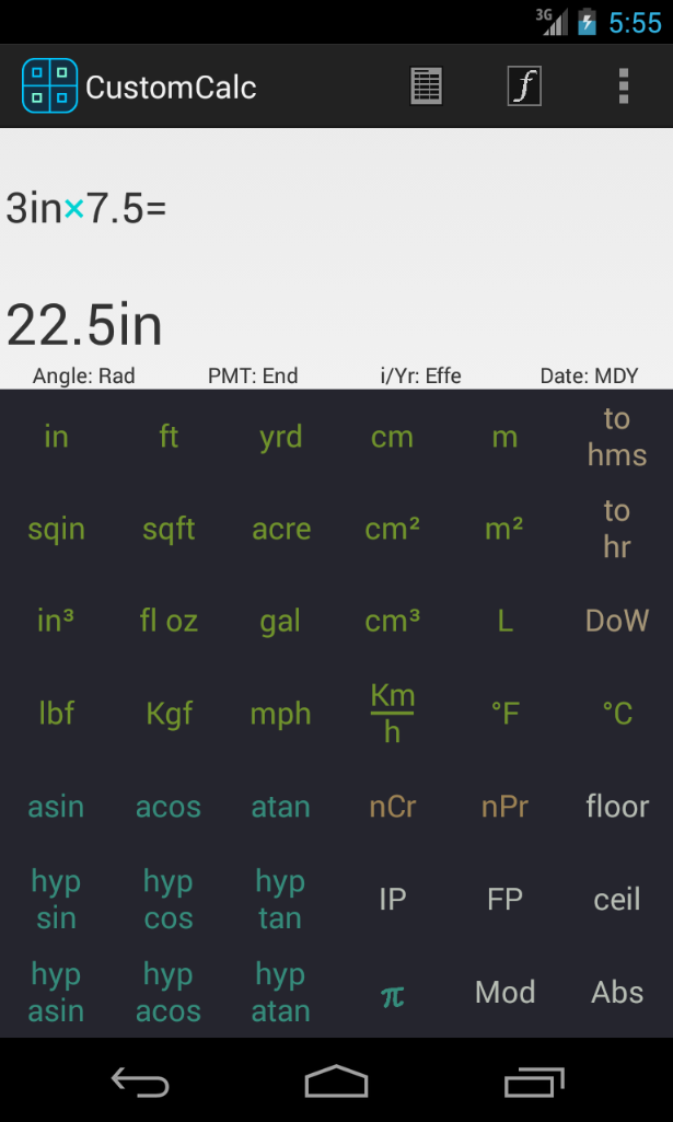 CustomCalc unique unit conversion feature